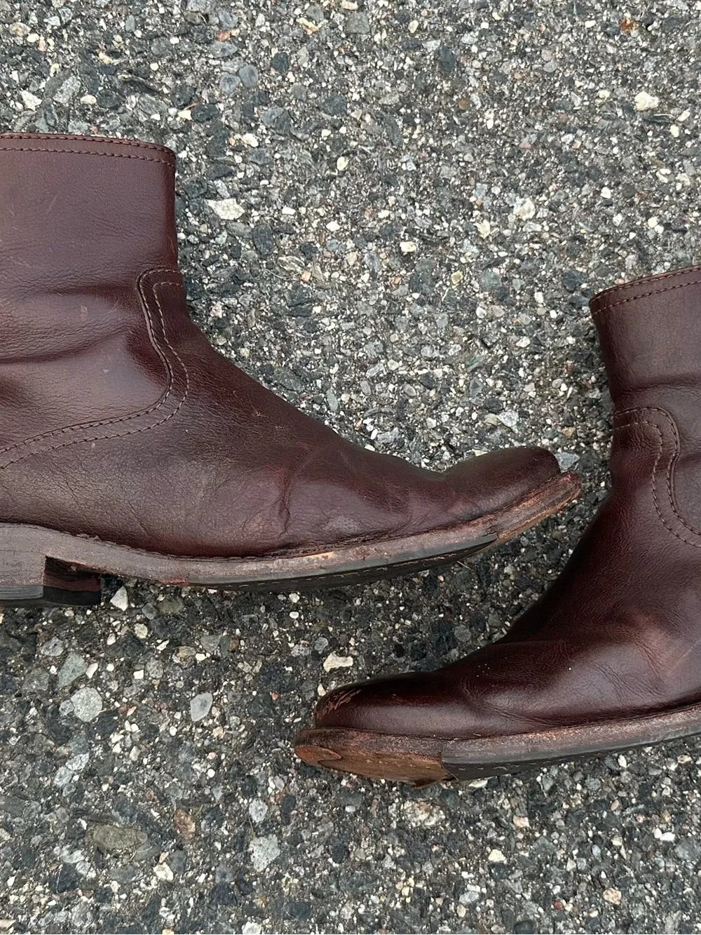Frye Inside Zipper Brown Boots Used Fair